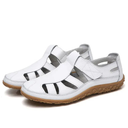 Sandales Femme Cuir Marine à Semelle Grip