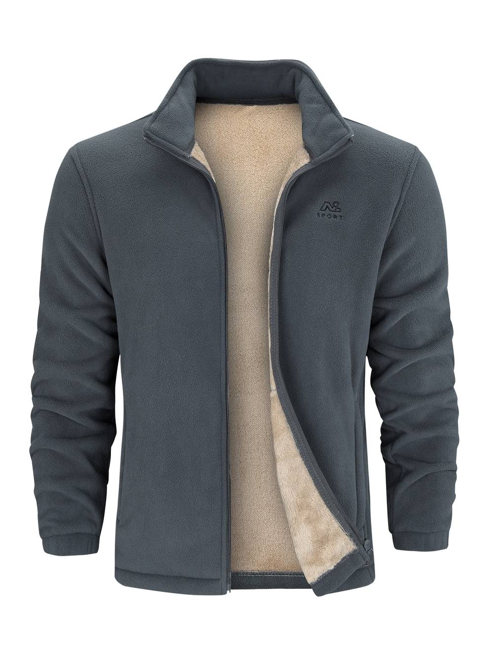 Veste Fleece Doublée Sherpa Élégante – Blouson Chaud Hiver avec Col Montant & Fermeture Éclair - LuxeStyle