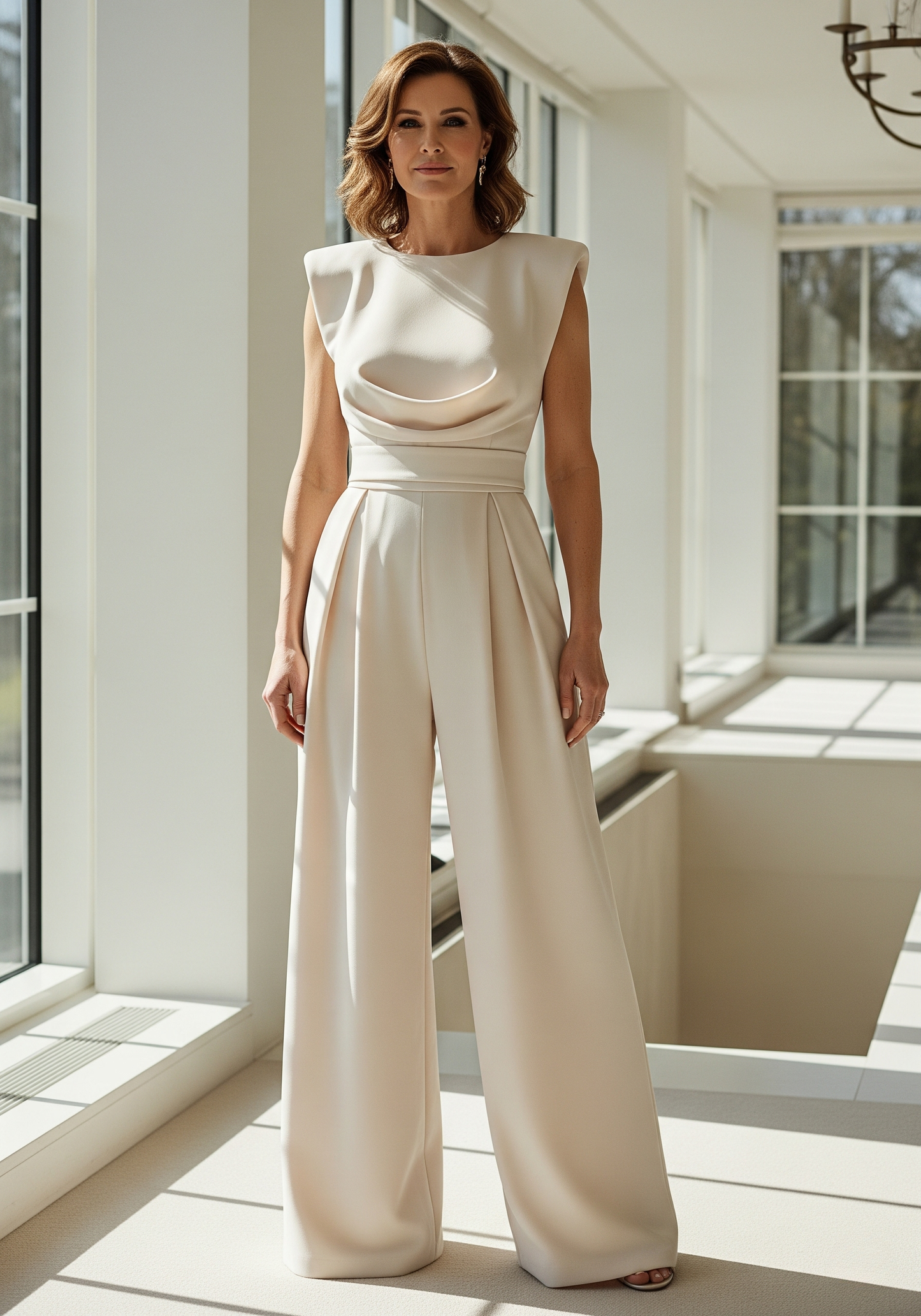 Combinaison Femme Chic - Jumpsuit Taille Élevée, Jambes Droites et Tissu Aéré - LuxeStyle