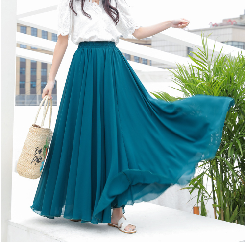 Jupe maxi soleil en voile léger pour femme