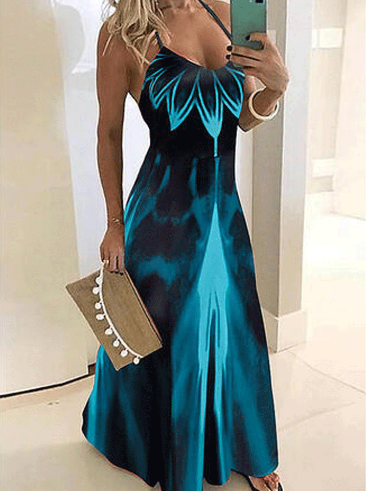 Robe Été Florale Rouge Longue pour Femmes