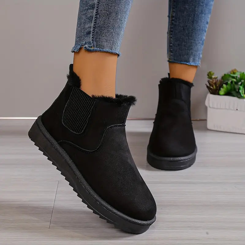 Bottines Femmes Hivernales - Chaussures à Enfiler Doublées Fourrure & Semelle Solide