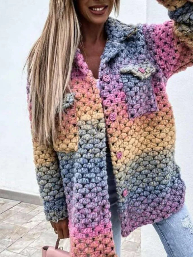 Cardigan Tricoté Chaud avec Poches et Détails Brodés - LuxeStyle