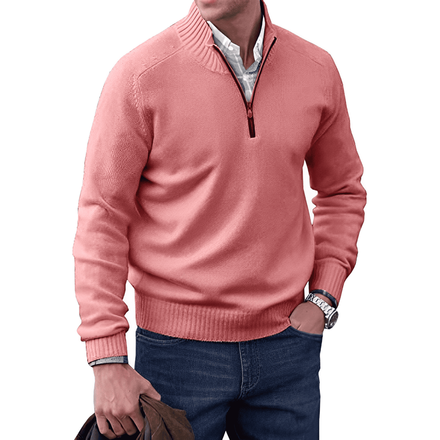 Pull Homme Laine Gris Chic Zippé