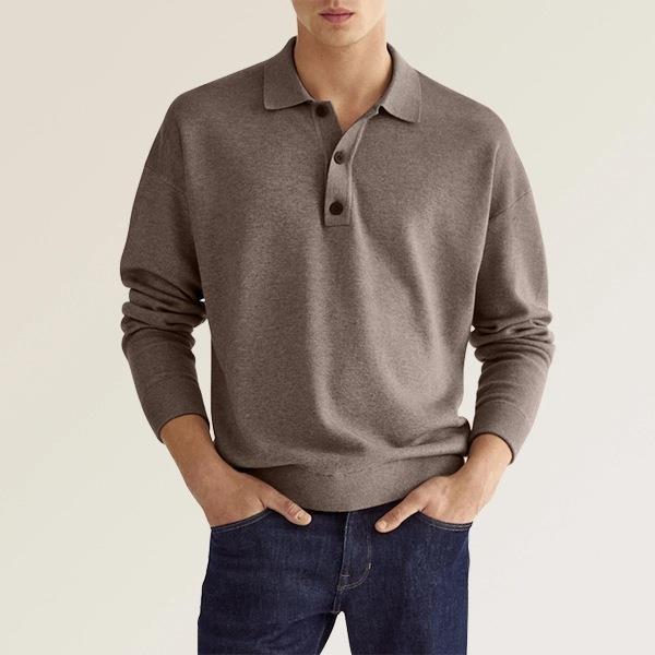 Polo Homme Olive Manches Longues Décontracté