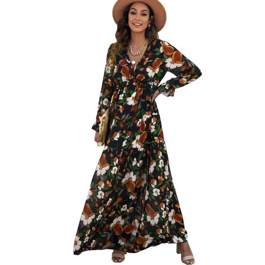 Robe Été Longue Fleurs Tropicales pour Femme - LuxeStyle