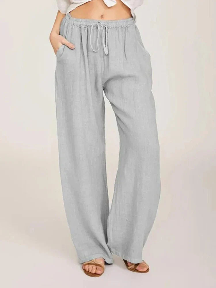 Pantalon de coton femme taille haute élégant