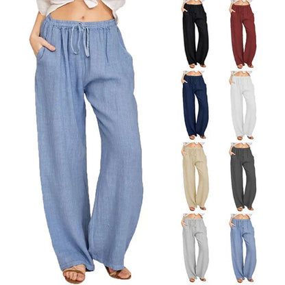 Pantalon de coton femme taille haute élégant - LuxeStyle
