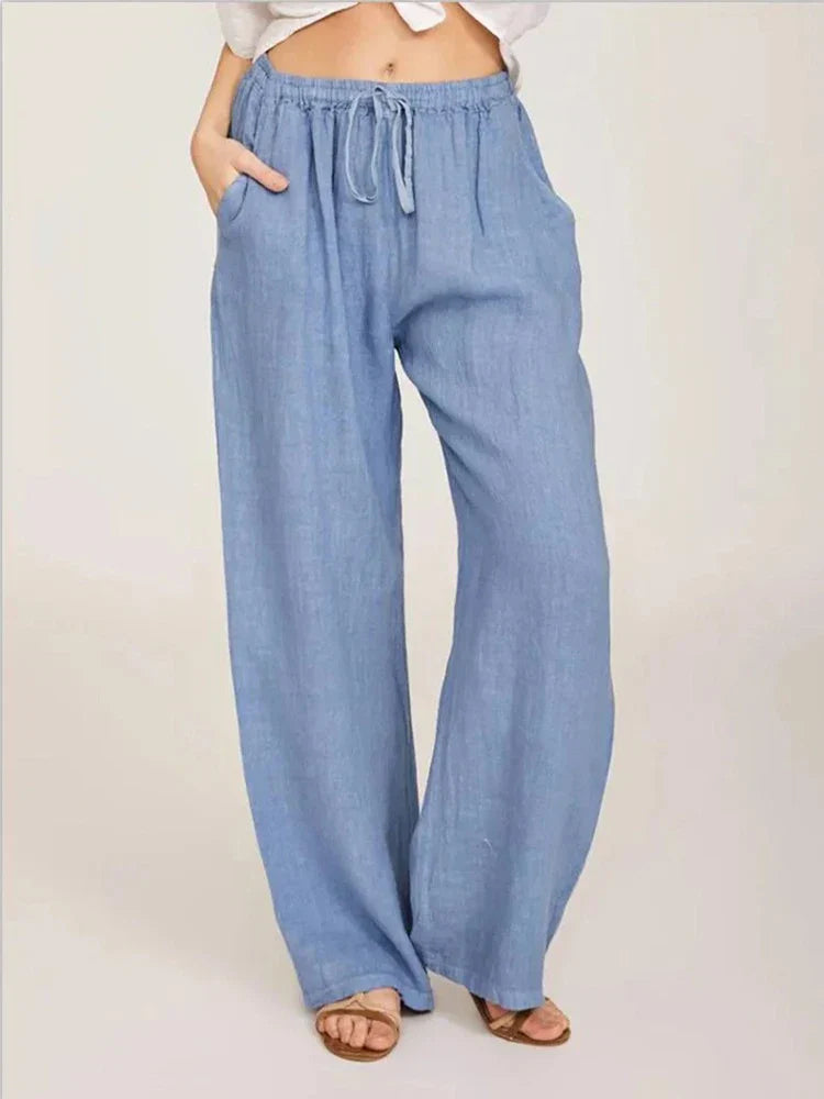 Pantalon de coton femme taille haute élégant