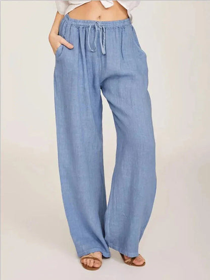 Pantalon de coton femme taille haute élégant