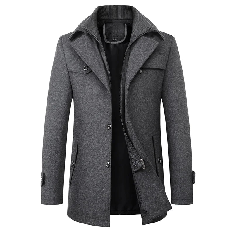 Manteau Homme Noir Élégant à Fermeture Rapide
