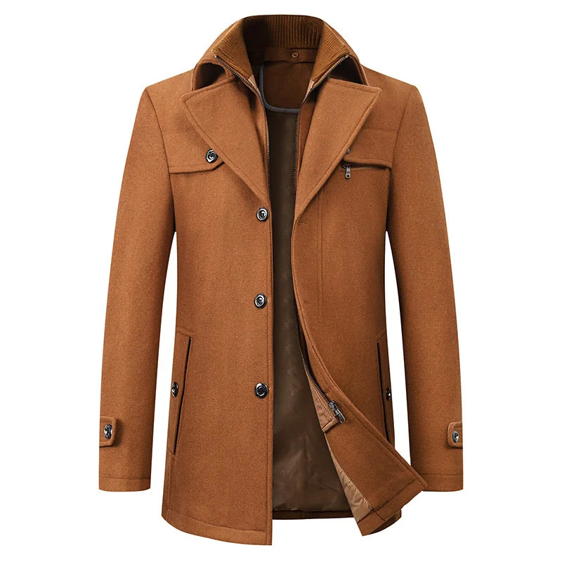 Manteau Homme Noir Élégant à Fermeture Rapide