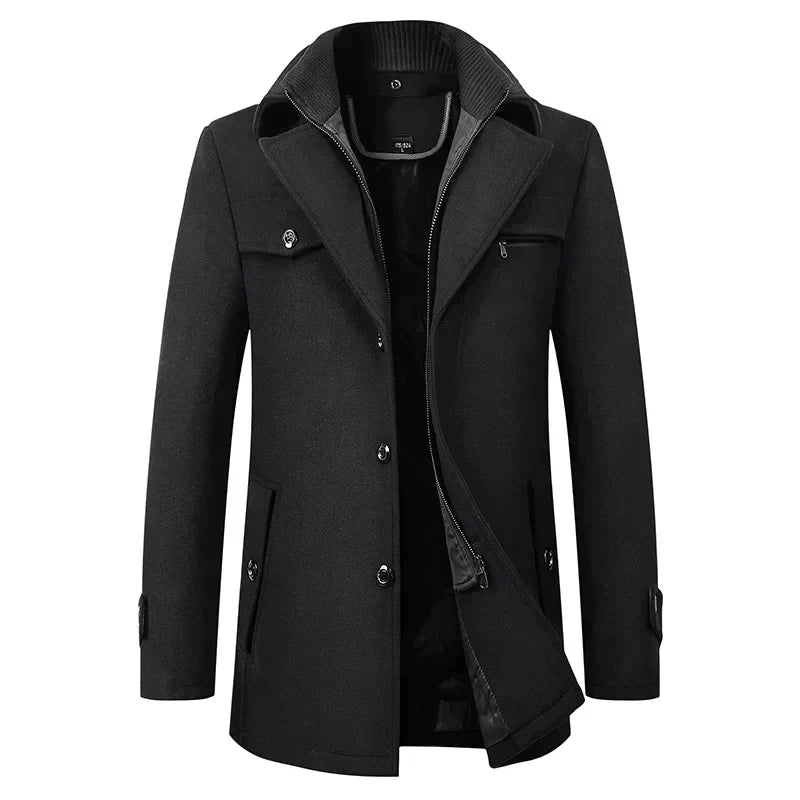 Manteau Homme Noir Élégant à Fermeture Rapide - LuxeStyle