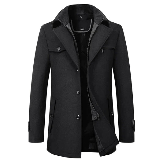 Manteau Homme Noir Élégant à Fermeture Rapide - LuxeStyle