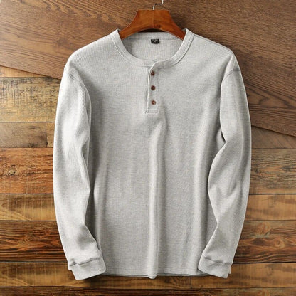 Pull à manches longues en coton beige confortable homme