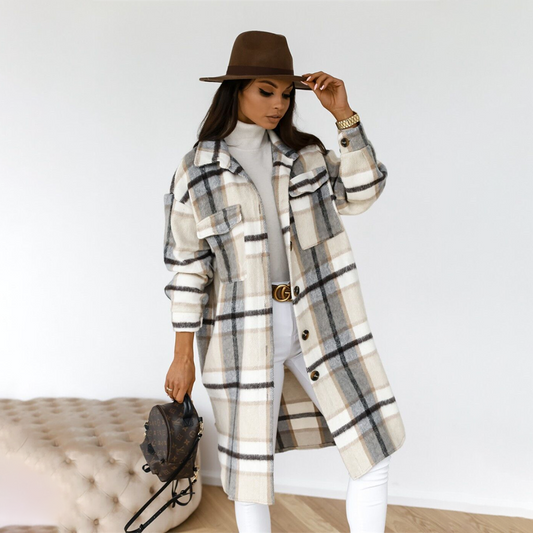 Manteau Hiver Chic en Tweed pour Femme - LuxeStyle