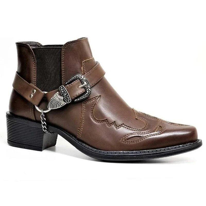 Bottes moto cowboy avec boucle et look rebelle