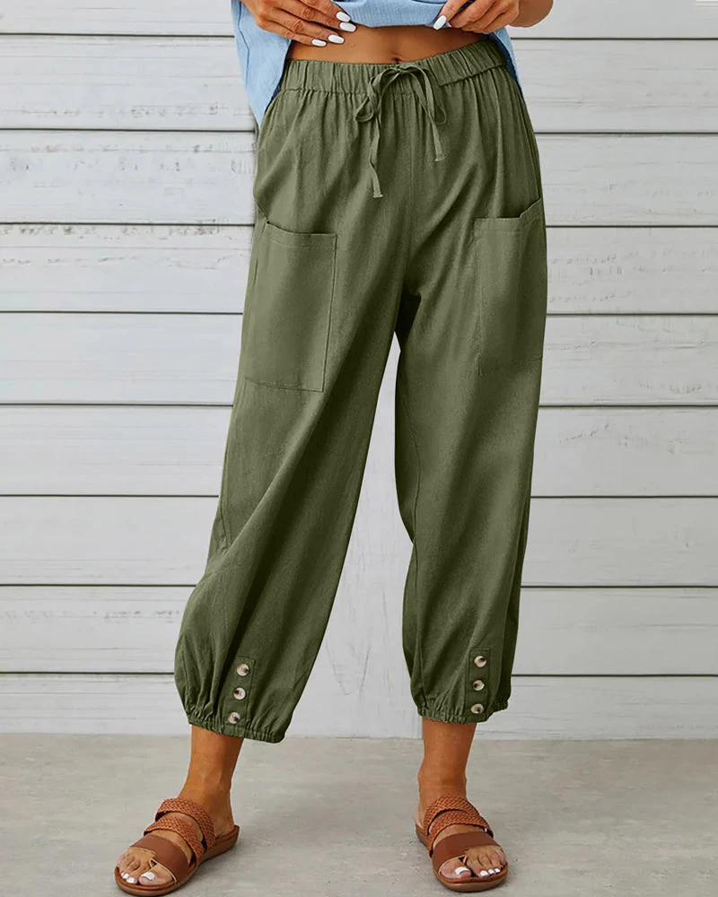 Pantalon femme détente marine à poches