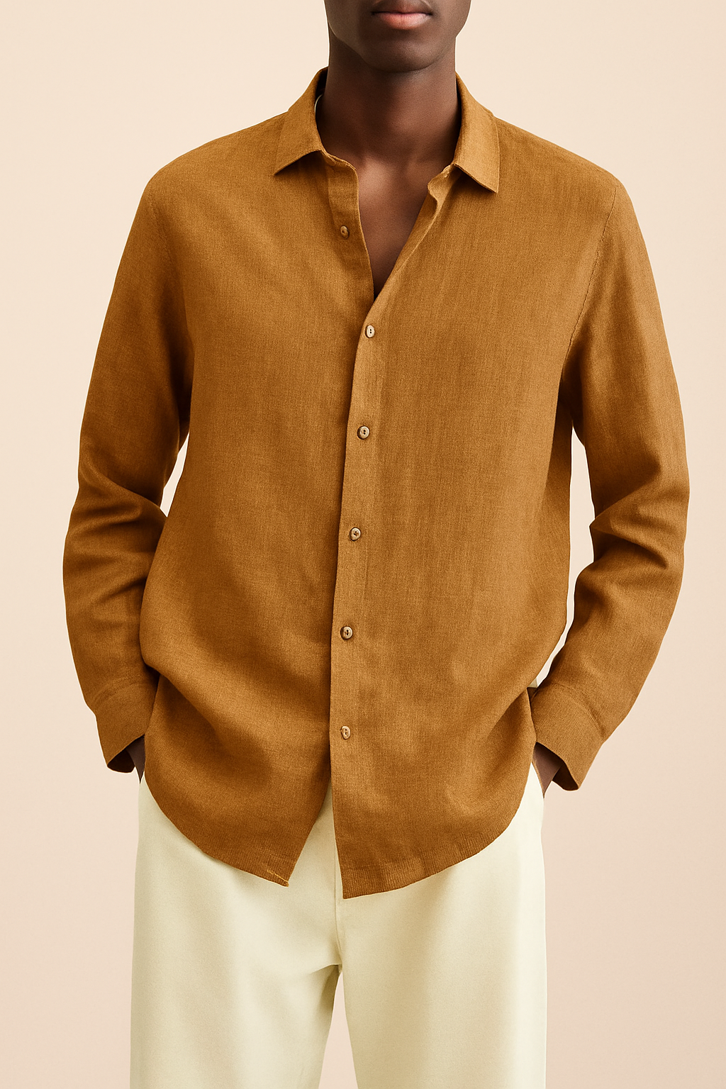 Chemise Homme Lin Clair Manches Longues