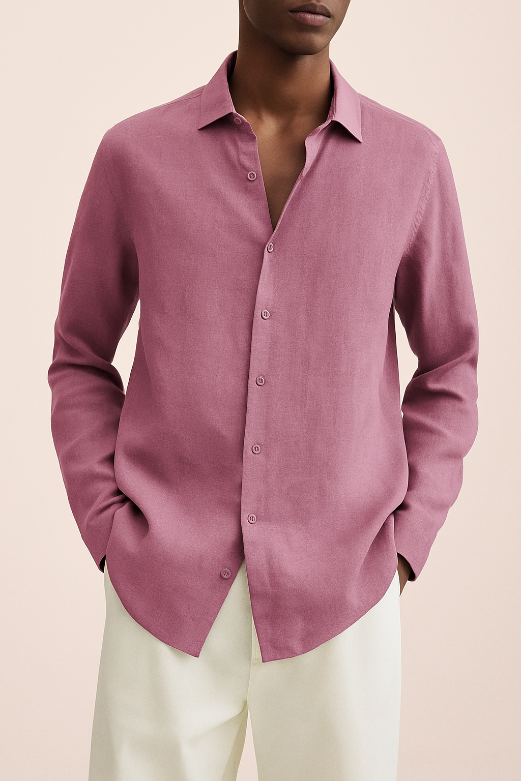 Chemise Homme Lin Clair Manches Longues