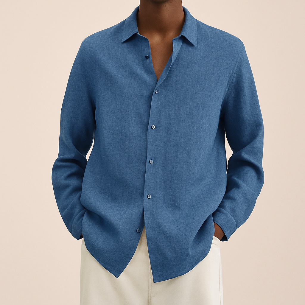 Chemise Homme Lin Clair Manches Longues
