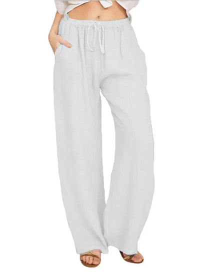 Pantalon de coton femme taille haute élégant