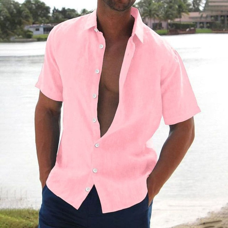 Chemise Homme Rouge à Manches Courtes Décontractée - LuxeStyle