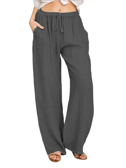 Pantalon de coton femme taille haute élégant