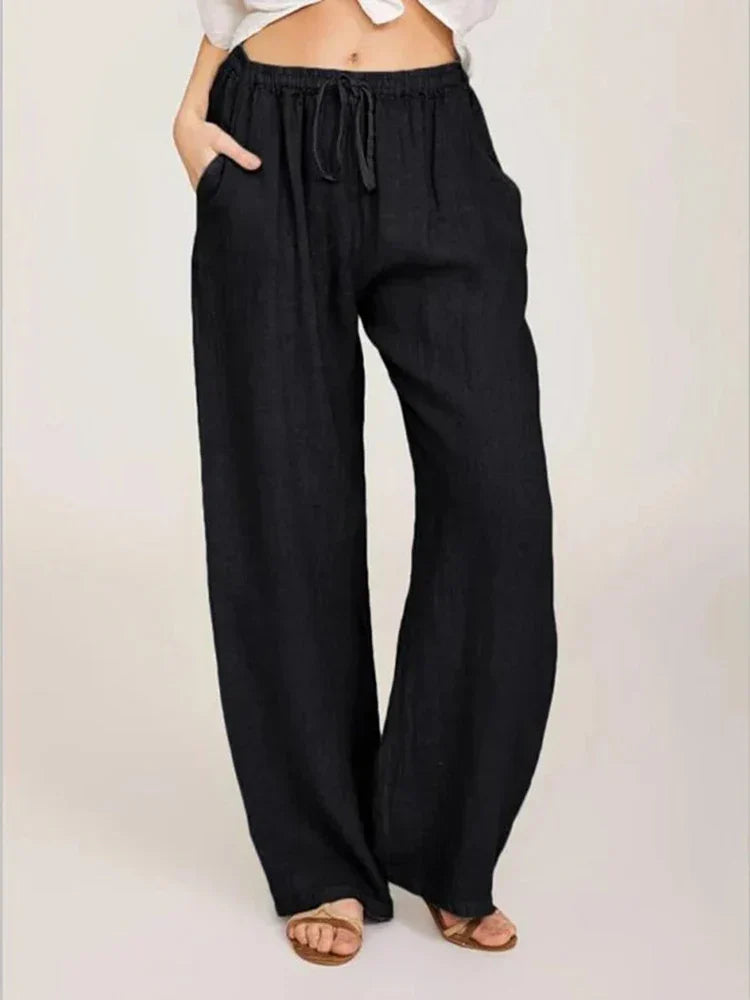 Pantalon de coton femme taille haute élégant
