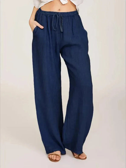 Pantalon de coton femme taille haute élégant
