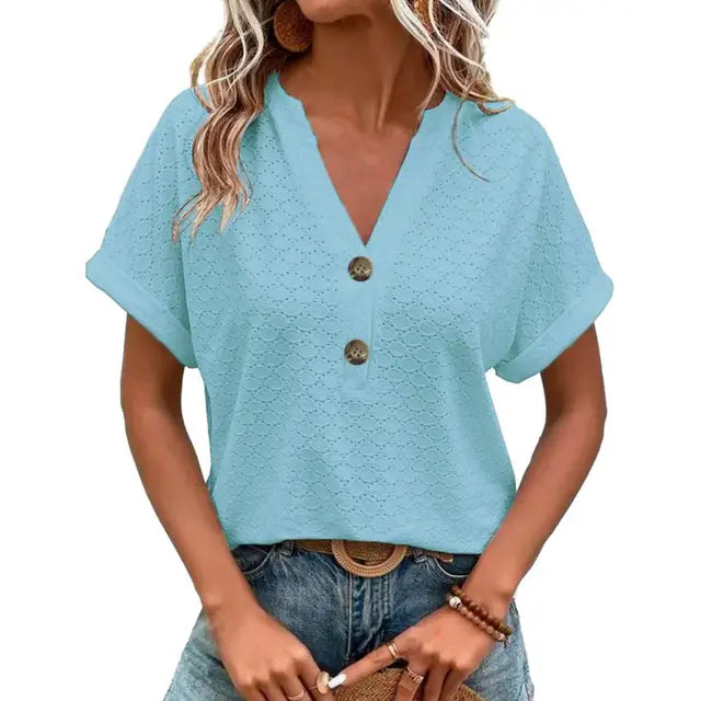 Blouse Élégante Femme Vert Émeraude Manches Courtes