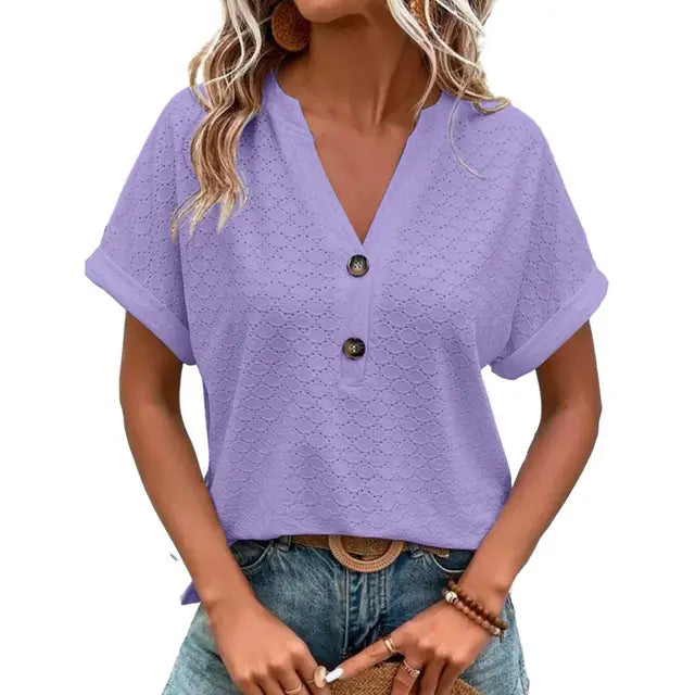 Blouse Élégante Femme Vert Émeraude Manches Courtes