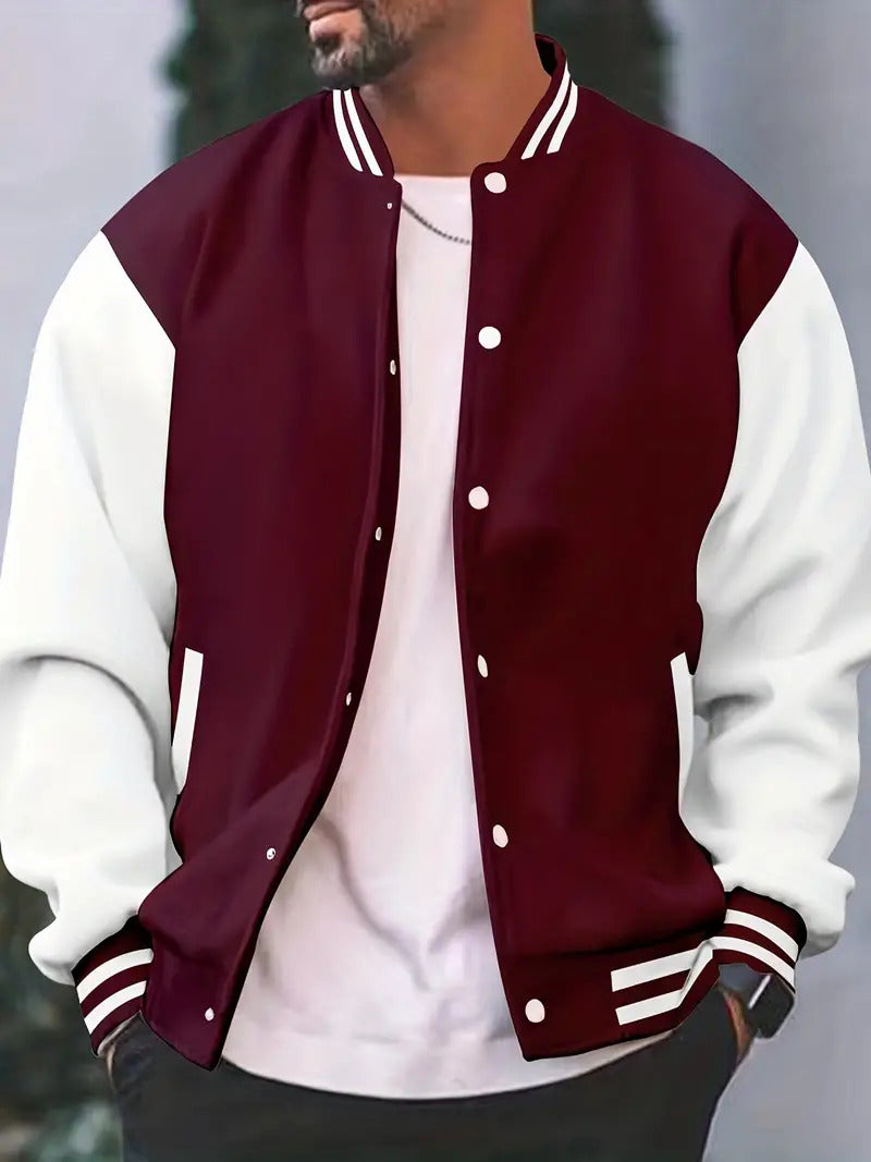 Blouson Sport Chic Marine et Blanc Longues Manches