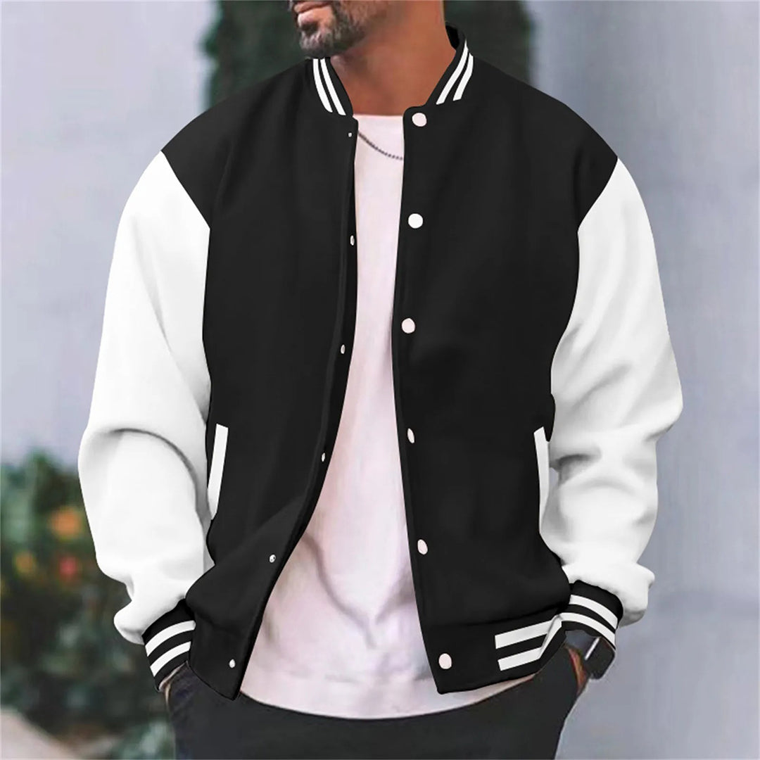 Blouson Sport Chic Marine et Blanc Longues Manches