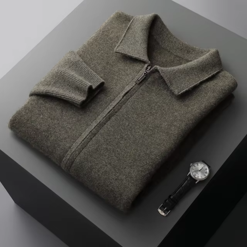 Veste hivernale en laine marron pour homme zipper