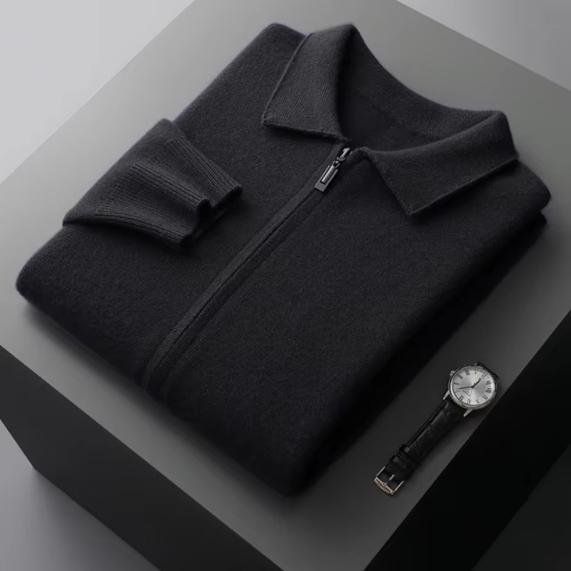 Veste hivernale en laine marron pour homme zipper
