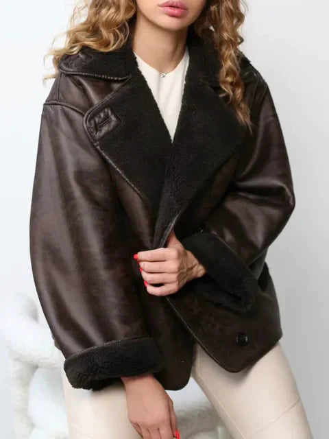Veste Cuir Simili Rétro Féminine - luxestyle