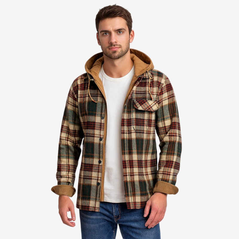 Veste à carreaux classique avec manches longues et poches boutonnées