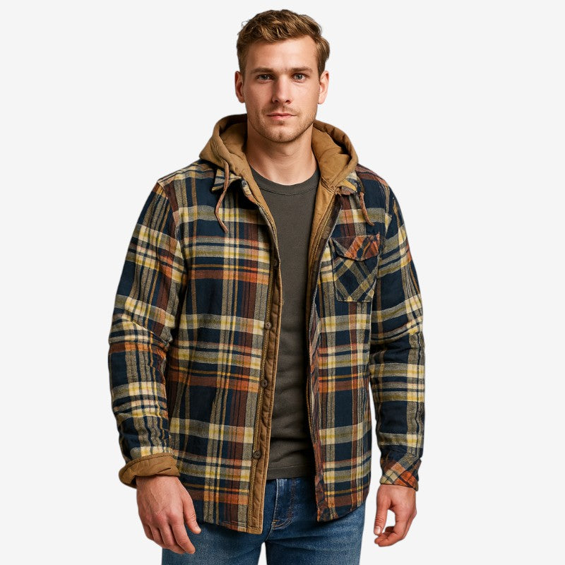 Veste à carreaux classique avec manches longues et poches boutonnées