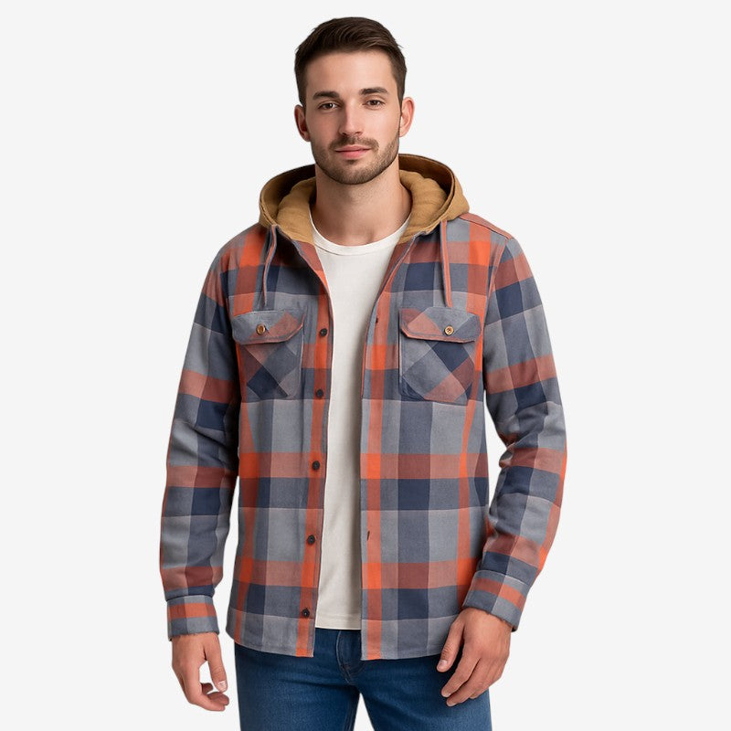Veste à carreaux classique avec manches longues et poches boutonnées