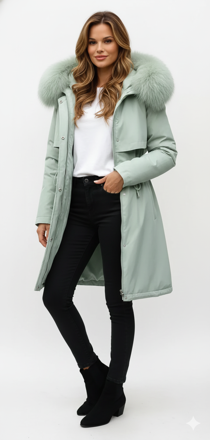 Manteau Femme Hiver Élégant Fourrure Synthétique Doublé