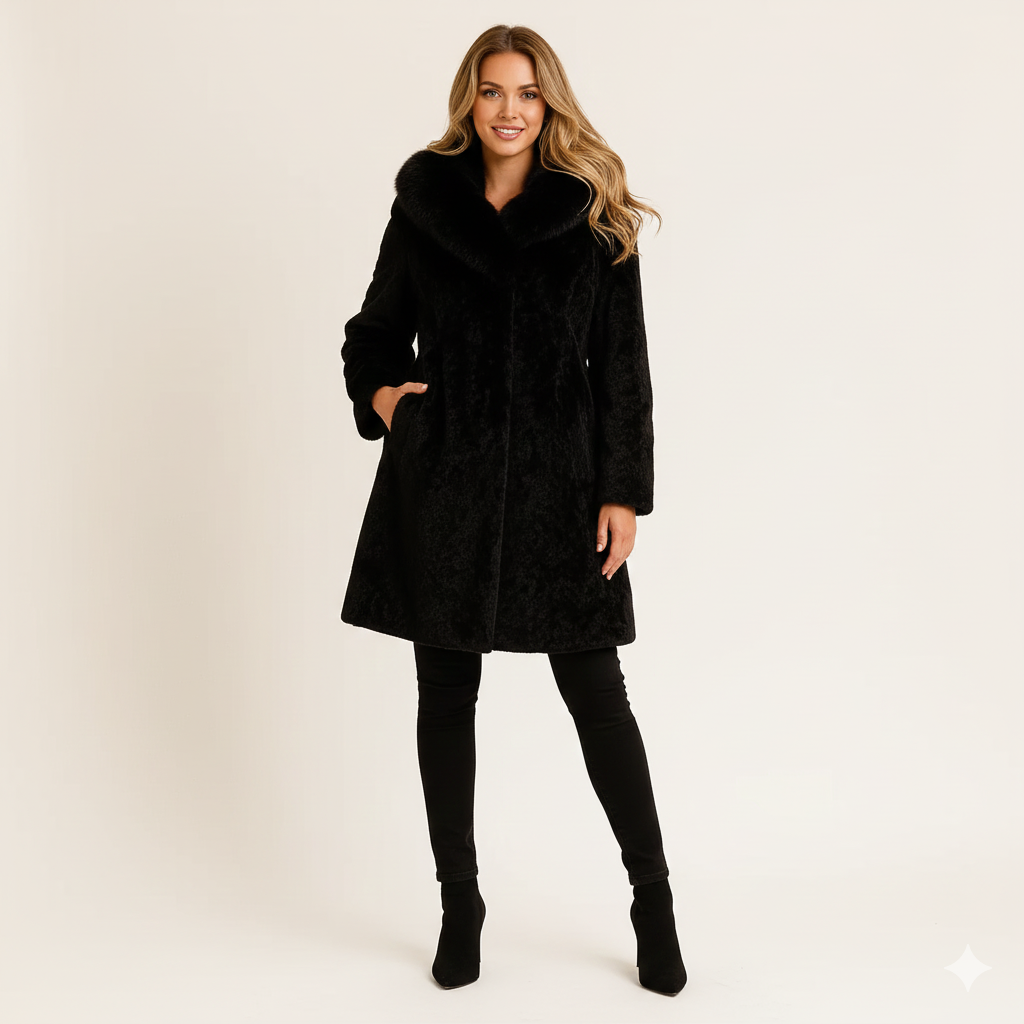 Manteau Femme Hiver Élégant Fourrure Synthétique Doublé