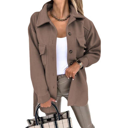 Veste Blazer Féminin Beige Élégant à Poches