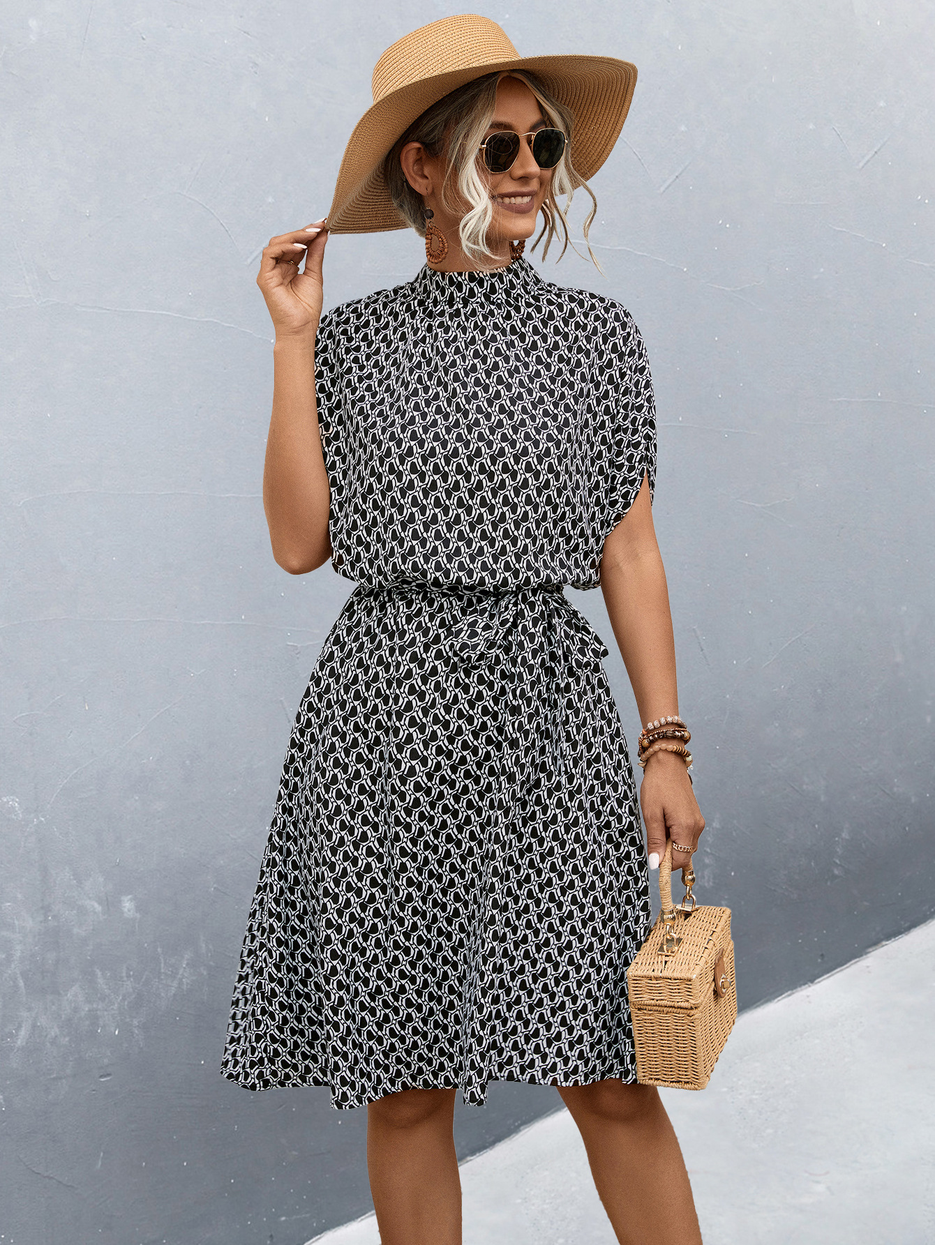 Robe Été Florale avec Ceinture pour Femme