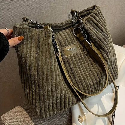 Sac à Main Femme Luxe - Grand Sac en Velours Doux avec Bandoulière Ajurable
