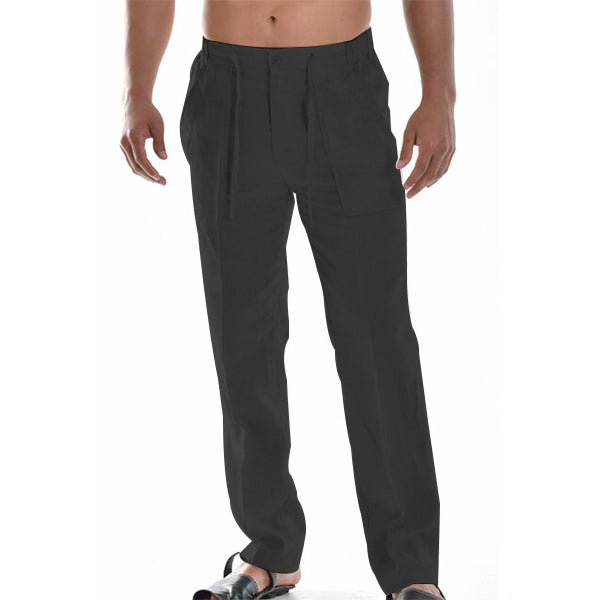 Pantalon Lin Relâché pour Homme Beige