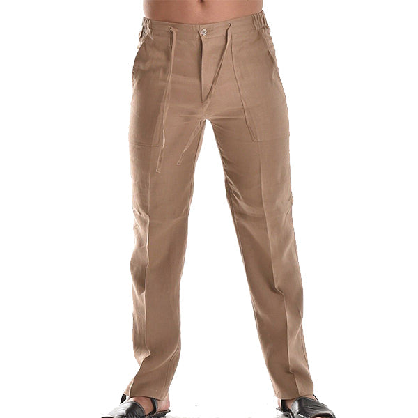 Pantalon Lin Relâché pour Homme Beige