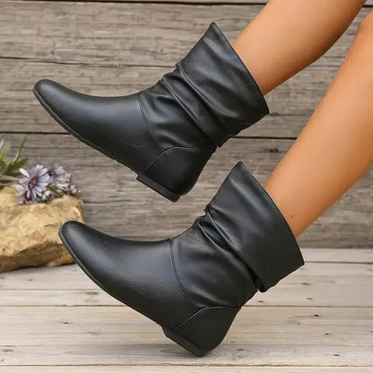 Bottes Cuir Femmes Élégantes - Chaussures Cuir Authentic avec Semelle Grip