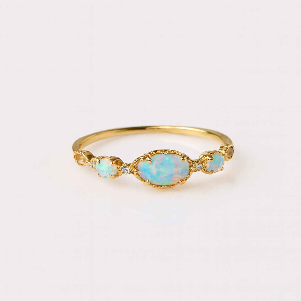 Bague Or Luxe Opale et Diamants Élégante - LuxeStyle