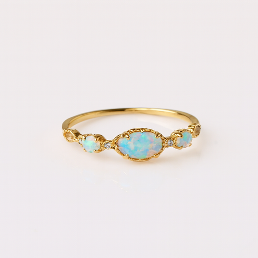 Bague Or Luxe Opale et Diamants Élégante - LuxeStyle